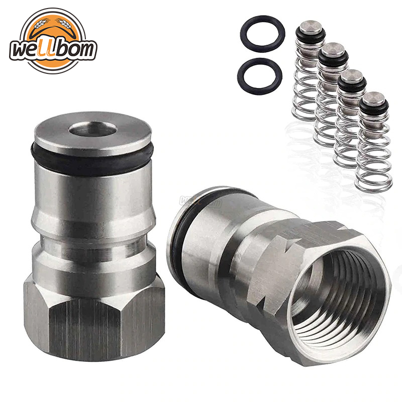 Ball Lock Post with Poppets, Silicone O Rings, 304 Stainless Steel 19/32